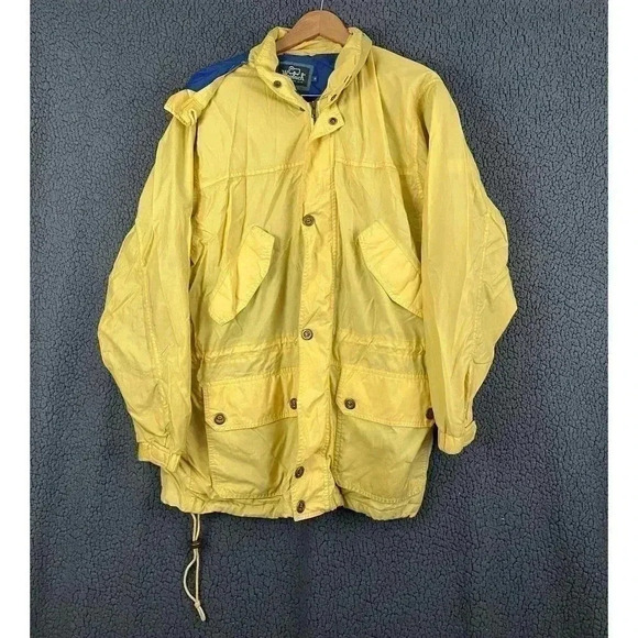 VTG Woolrich Adult Yellow Windbreaker Jacket MEDIUM Hoodie Ultrex Mesh Lined - Picture 12 of 12